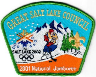 2001 Bsa Scout National Jamboree Patch Jsp Great Salt Lake Olympics Hockey Puck