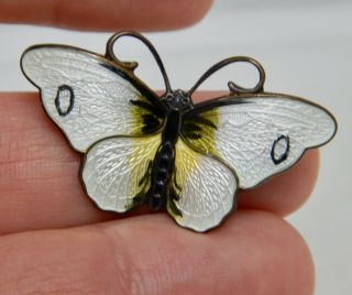 Vintage Hroar Prydz Norway Sterling Silver Enamel Butterfly Pin Brooch - 81835