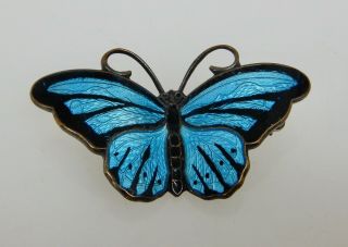 Vintage Hroar Prydz Norway Sterling Silver Enamel Butterfly Pin Brooch - 81832