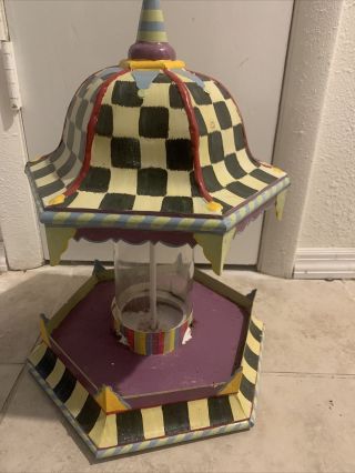 Vtg Mackenzie - Childs Courtly Check Pagoda Hanging Bird Feeder Missing The Top