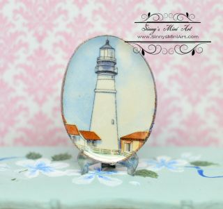 1:12 Dollhouse Miniature Decorative Lighthouse Plate / Oval Plate Bb Cdd647 - 1