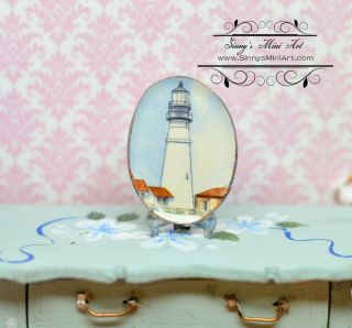 1:12 Dollhouse Miniature Decorative Lighthouse Plate / Oval Plate BB CDD647 - 1 2