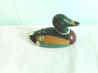 Vintage Hand Painted Lead Duck Paperweight Miniature Figure