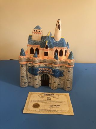 Disney Disneyland 40th Anniv Sleeping Beauty Castle Cookie Jar With Certificate