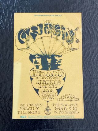 Cream Eric Clapton 1968 San Francisco Fillmore Bg Handbill Vintage Advertisement