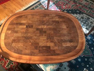 Dansk Checkered Teak Wood Oval Serving Tray