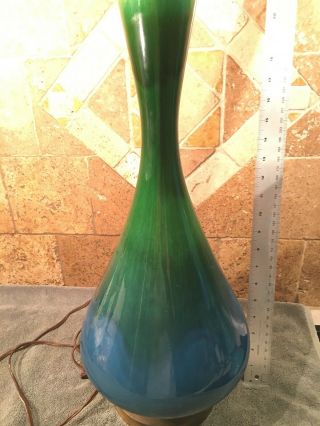 Cool 1970’s Blue Green Lava Mid Century Modern Lamp Light Ceramic Glaze