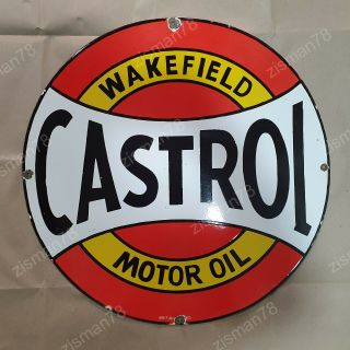 Castrol Motor Oil Vintage Porcelain Sign 24 Inches Round
