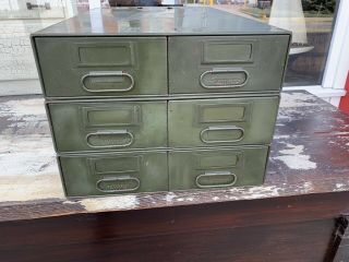 Vintage 3 Stack 6 Drawer Green File Cabinet Industrial Steel