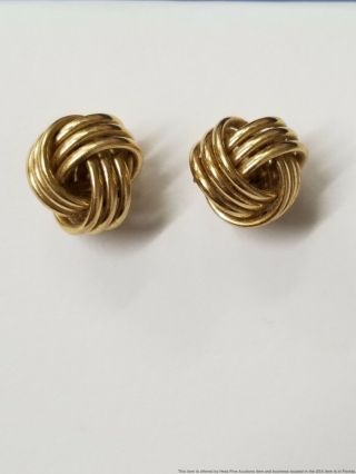 Vintage 14k Yellow Gold Love Knot Stud Earrings