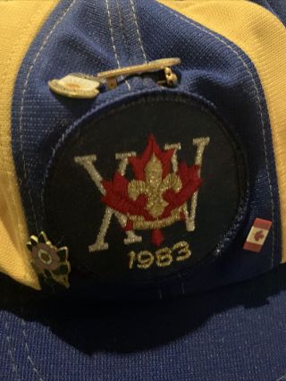 1983 Xv World Jamboree Hat,  Adjustable With 4 Canadian Pins Boy Scouts