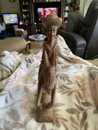 Vintage Hand Carved Wood Sculpture From Haiti - Signed By D’ Andrevil Very Rare