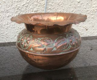 A Quality Antique Art Nouveau Arts & Crafts Copper Jardiniere Planter Plant Pot.