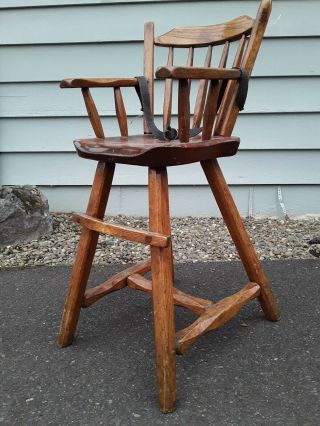 Hunt Country Furniture Vtg High Chair Solid Wood Wooden Usa Western Mcm