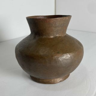 Antique Arts And Crafts Hand Hammered Bronze Vase - 5 " X 5 "
