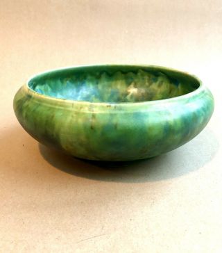 Vintage Dripware Art Deco Bowl Green Verdigris Aqua Teal
