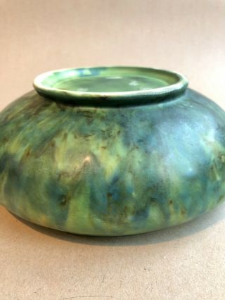 Vintage Dripware Art Deco Bowl Green Verdigris Aqua Teal 3
