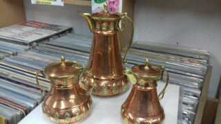 Arts And Crafts Copper And Brass 3 Piece Set Very Stylish And A Great Asset.