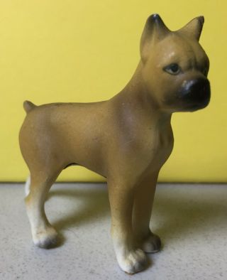 Small Vintage 1960s Boxer Dog Bone China Ceramic Figurine Made In Japan 2 1/4 "