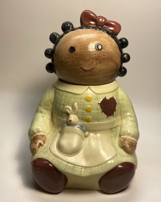 Vintage Treasure Craft “spice” Rag Doll Cookie Jar 14 " Black Americana