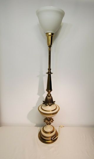 Vintage Hollywood Regency Mid Century Modern Stiffel Table Lamp Brass Torchiere 2