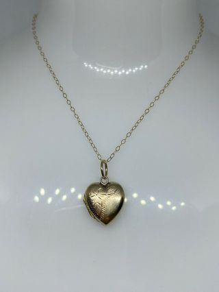 Vintage 9ct Gold Necklace With 9ct Gold Front And Back Heart Locket 1.  7 Grams