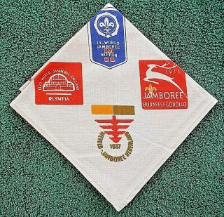 Boy Scouts World Jamboree Historical 14 Jamboree Logo Neckerchief,  1920 - 1975
