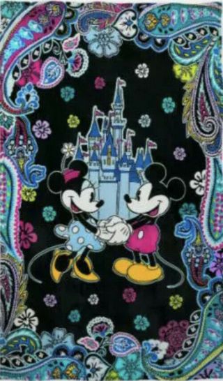 Nwt Disney Vera Bradley Mickey’s Paisley Celebration Plush Throw Blanket