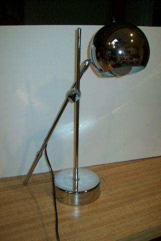Mid Century Modern Robert Sonneman Era Chrome Orb Eyeball Desk Lamp