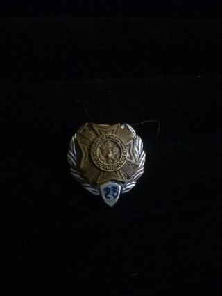 Sterling Silver Vfw Veterans Of Foreign Wars 25 Year Pin Screw Back Is Also.