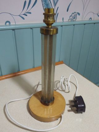 Art Deco Electric Lamp - Glass And Brass - 1930 