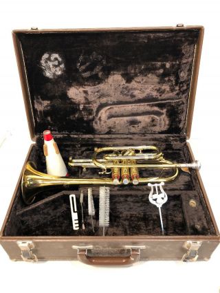 Vintage Getzen 300 Series Bb Cornet With Case Trumpet