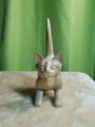 Light Weight Wood Carved Cat/kitten Figure - Unsigned - Pre - Owned
