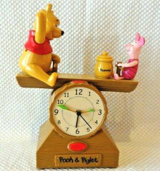Vintage Disney Winnie The Pooh & Piglet Moving Teeter Totter Analog Alarm Clock