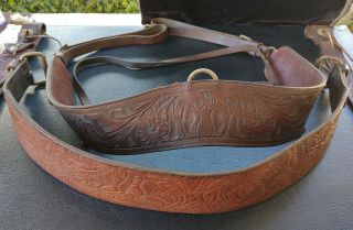 Vintage Western Hand Tooled Leather Breast Collar Wither Strap Bridle Horse Tack
