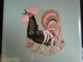 Vintage Mid Century r Abstract Retro ROOSTER tile wall art 2