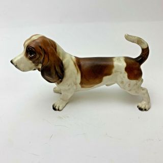 Vintage Porcelain Bassett Hound Dog Figurine Made In Japan 5”