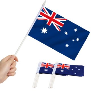 Anley Australia Mini Flag 12 Pack Hand Held Miniature Australian Flags On Stick