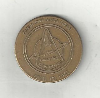 1981 Bronze Space Shuttle Columbia Sts - 1 Kennedy Center Florida Nasa Coin Medal