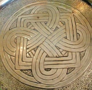 British Arts And Crafts Brass Repousse Celtic Revival Knotwork Tray C.  1900