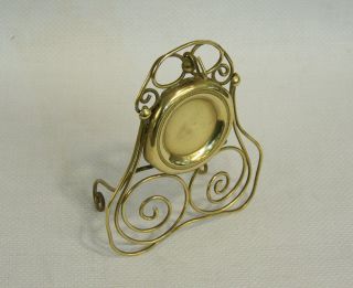 Antique Victorian Arts & Crafts Art Nouveau Brass Pocket Watch Stand Holder Vgc.