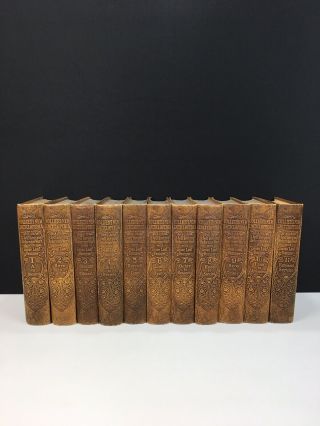 Colliers 1921 Encyclopedia Complete 10 Vol Book Set Embossed Leather - Vintage