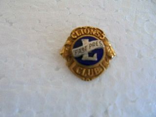 Vintage Lions Club Past President Gold Filled And Sterling Silver Lapel Pin