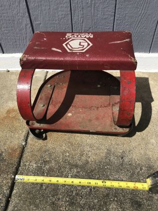 Vintage Matco Tools Metal Mechanics Creeper Low Stool Casters 1970’s All Red