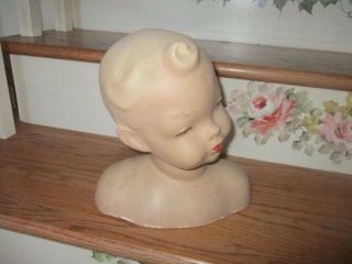 Vtg 1930 ' /40s Child Baby Mannequin Head Bust Store Display Hand Painted Chalk 2