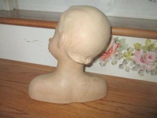 Vtg 1930 ' /40s Child Baby Mannequin Head Bust Store Display Hand Painted Chalk 3