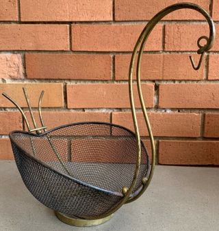 Vintage 50s 60s Wire Chicken Bird Basket Catchall Mid Century Modern Atomic Era