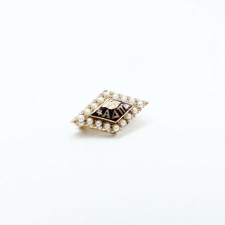Vintage 50s 10k Gold Alpha Delta Pi College Sorority Badge Pin Seed Pearls