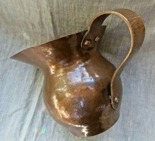 Vtg Antique Hand Made Hammered Copper Pitcher Vase Planter Arts And Crafts