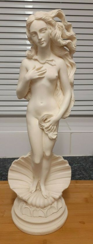 Large Art Deco Style Naked Lady Girl Nude Figure Figurine Alabaster Marble 16 In